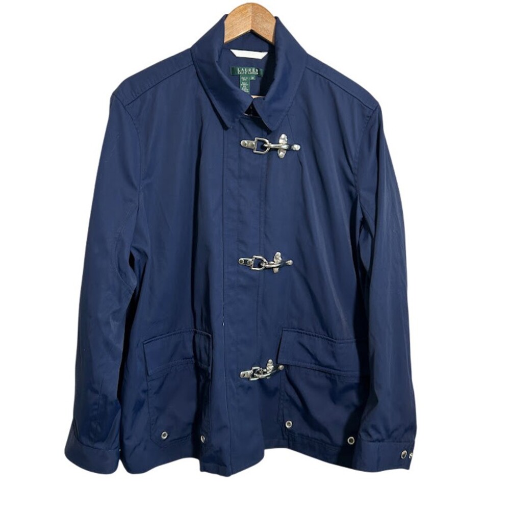 LRL Ralph Lauren Fireman Clasp Jacket Womens 2X Navy Nautical Lobster Coastal